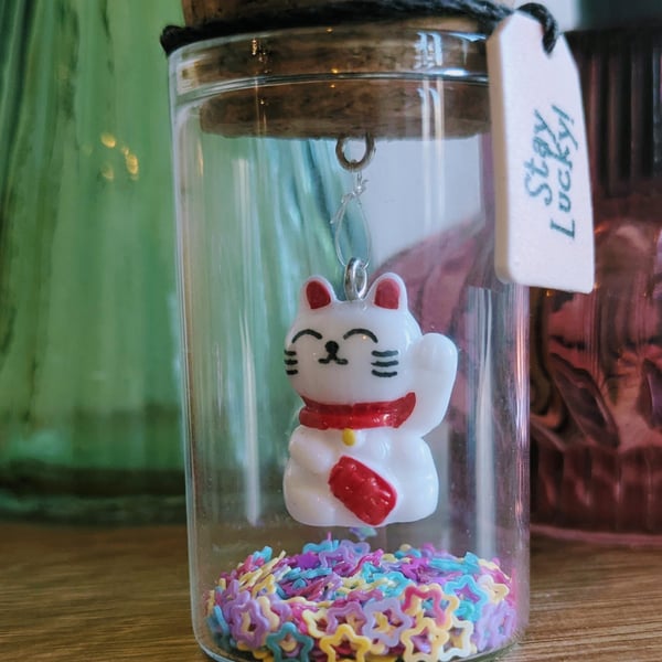 Mini Lucky Cat in a Jar – Stay Lucky Gift & Handmade Good Fortune Token