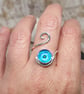 Sterling Silver 925 Adjustable Mandala Glass Cab Ring - Image 2