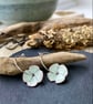 Flower enamel silver hoop earrings 