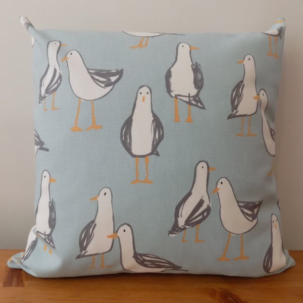 'Laridae' Seagulls Cushion Cover Birds Throw Pillow Cotton Canvas 16" 18" Zip