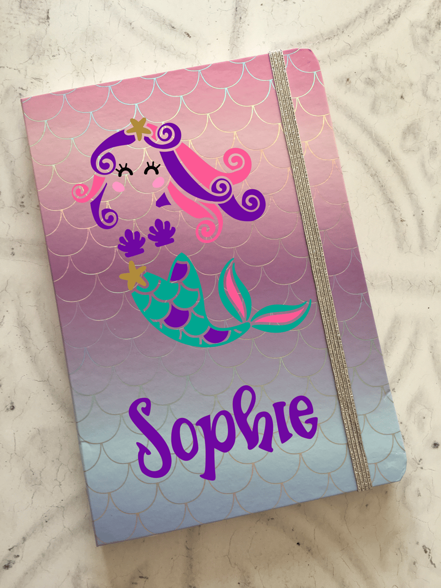 Personalised Holographic Mermaid notebook