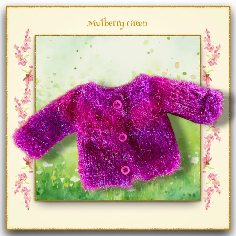Fuchsia Pink Shaded Mohair Cardigan 