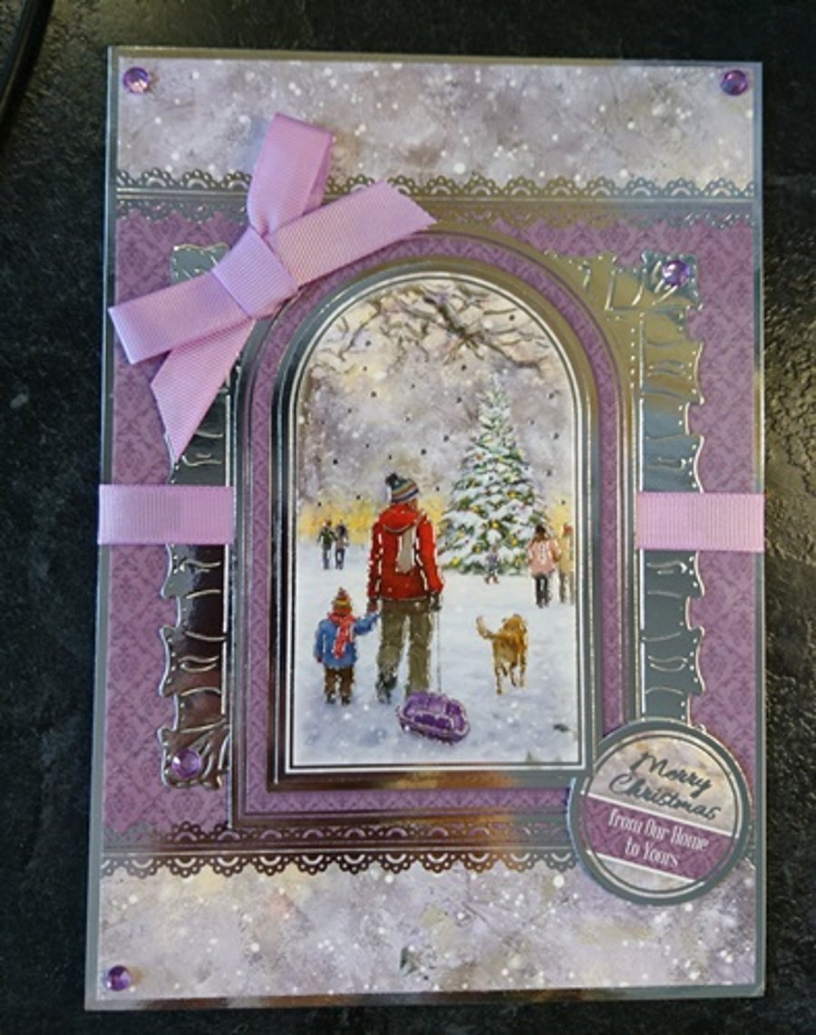 Christmas Card Xmas Tree Fun Family From Our Home To Yours 3D Luxury Handmade