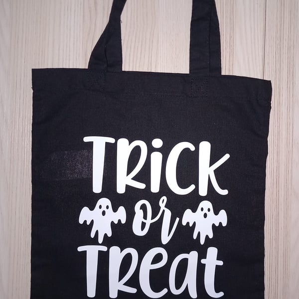 Halloween Trick Or Treat Mini Tote Bag for Kids Scary Spooky Cotton Tote Bag