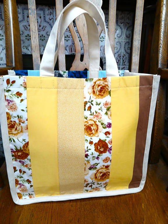 Bags, Small Lightweight Shopper in Blues, Yellows and Browns