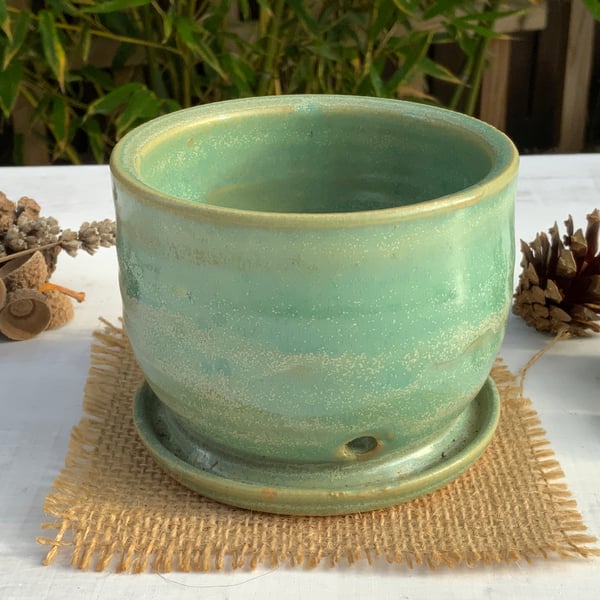 Handmade Planter with Attached Tray (Small)