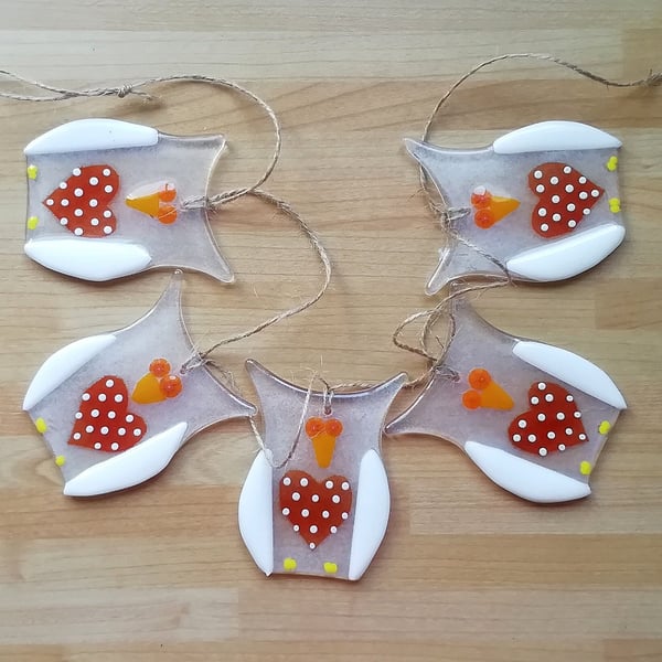 Fused Glass Owl Bunting: Heart Accents, Home & Garden Decor