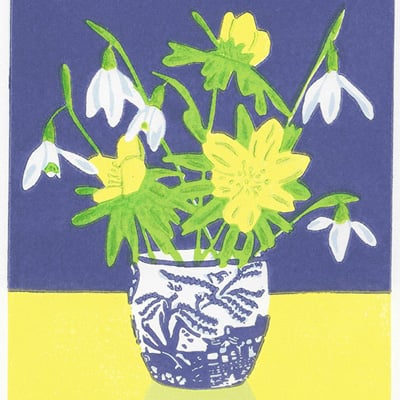 Winter Egg Cup - Limited edition Linocut Print