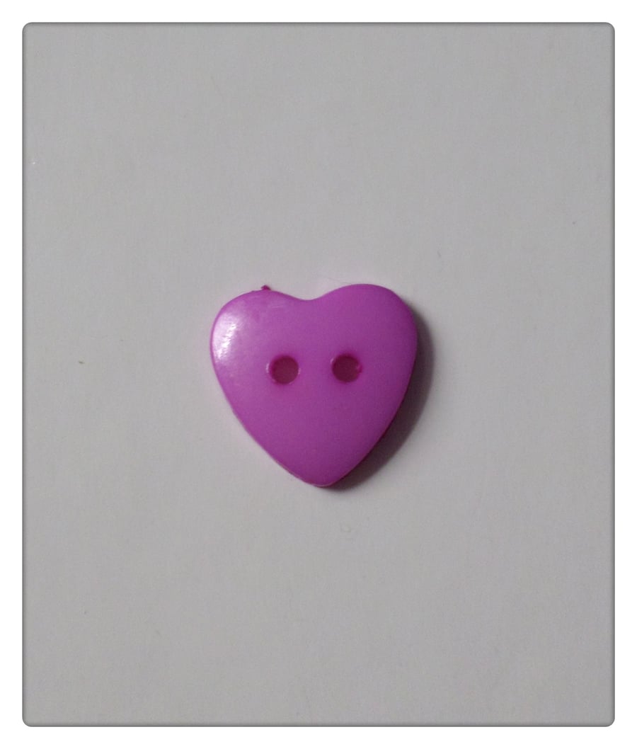 50 x 2-Hole Acrylic Buttons - Heart - 14mm - Purple 