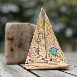 Free Motion Embroidered Driftwood Boat