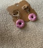 Pink iced biscuit polymer clay huggie earrings  - Image 4