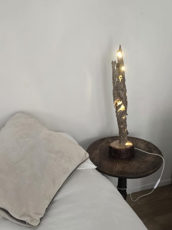 Tall Soft Glow Tree Bark Lamp