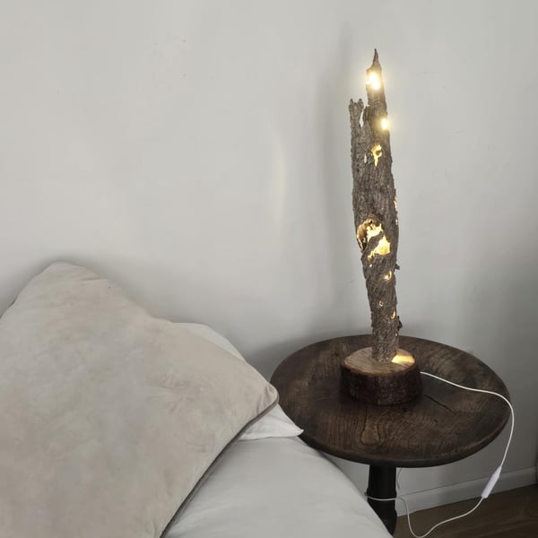 Tall Soft Glow Tree Bark Lamp