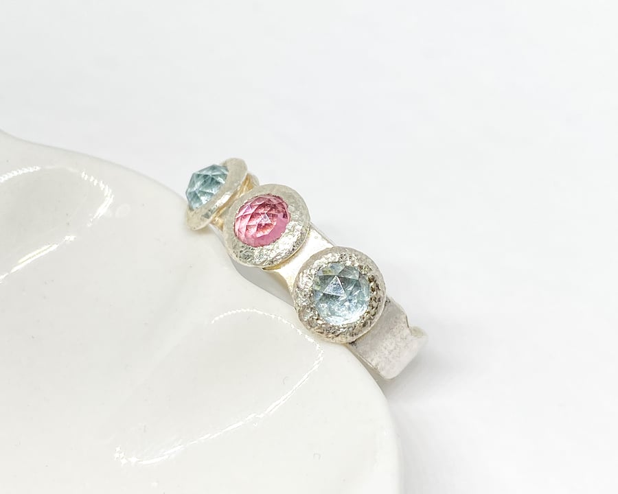 Topaz and Tourmaline Silver Ring