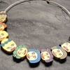 NEW Lovely Ladies Faces Polymer Clay and Silver Plated Choker