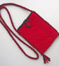 Crossbody Boho Festival Bag, Purse, Red & Black, Handspun Crocheted, Merino  - Image 1