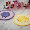 Pretty crochet coasters, pack of 2 