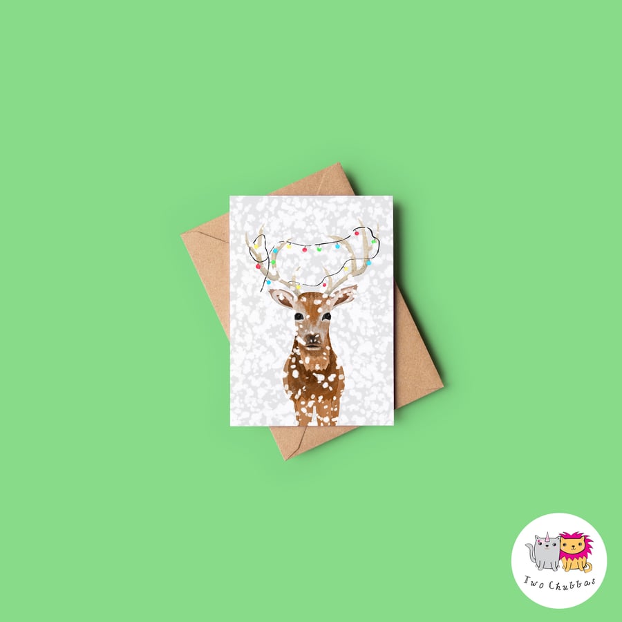 Image of Deer Christmas Card, A6 Christmas Card, Cute Animal Christmas Card