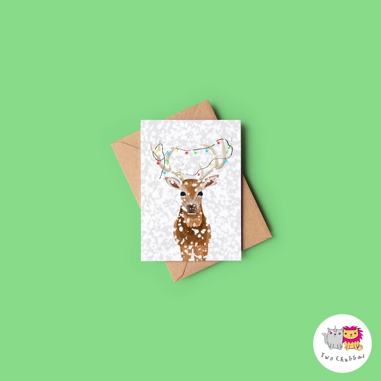 Deer Christmas Card, A6 Christmas Card, Cute Animal Christmas Card