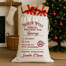 Personalised Special Delivery Stamp Santa Sack – North Pole Post Christmas Bag 