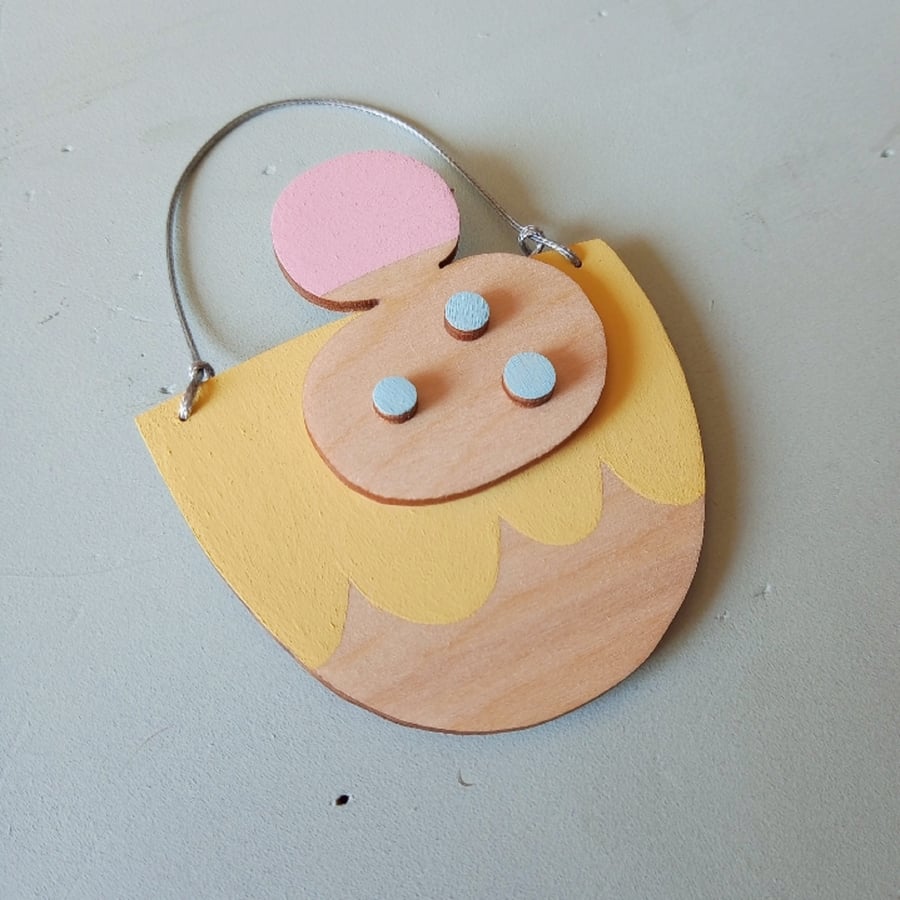 Wooden Hanging Decoration, Abstract Decoration, Pastel Decoration