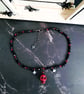 Gothic Black & Red Crystal Necklace with Red Howlite Skull and Hematite Crosses - Image 4