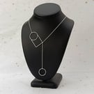 Recycled sterling silver wire necklace - handmade geometric lariat style pendant
