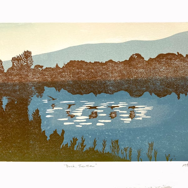 "Dusk, Trentham" Original Linocut