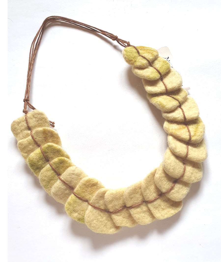 Lemon yellow felt 'slate' necklace