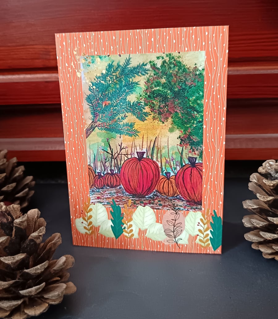 A6 Art print blank greetings card: Autumn Offerings