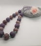 Elegant mauve and green polymer clay necklace - Image 2
