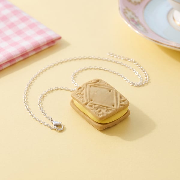 Custard Cream Biscuit Necklace British Biscuit Gift For Her