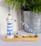 Tiny Wooden Lighthouse Scene, Nautical Home Decor