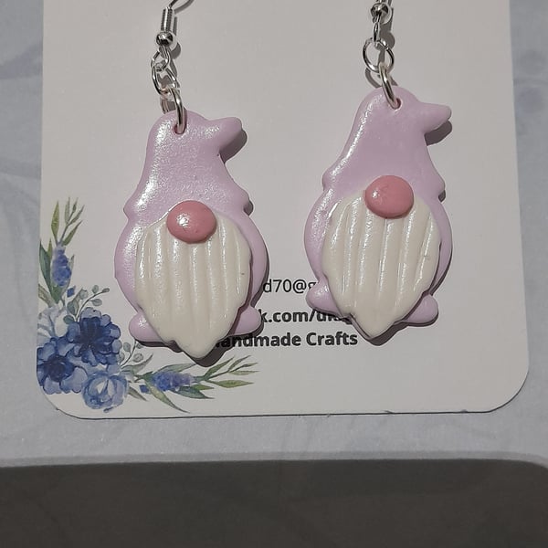 Gnome Pink Polymer Clay Earrings