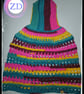 Crocheted Wasteland Hood Distressed Hooded Shawl Style Wrap - Multi with Pink - Image 2