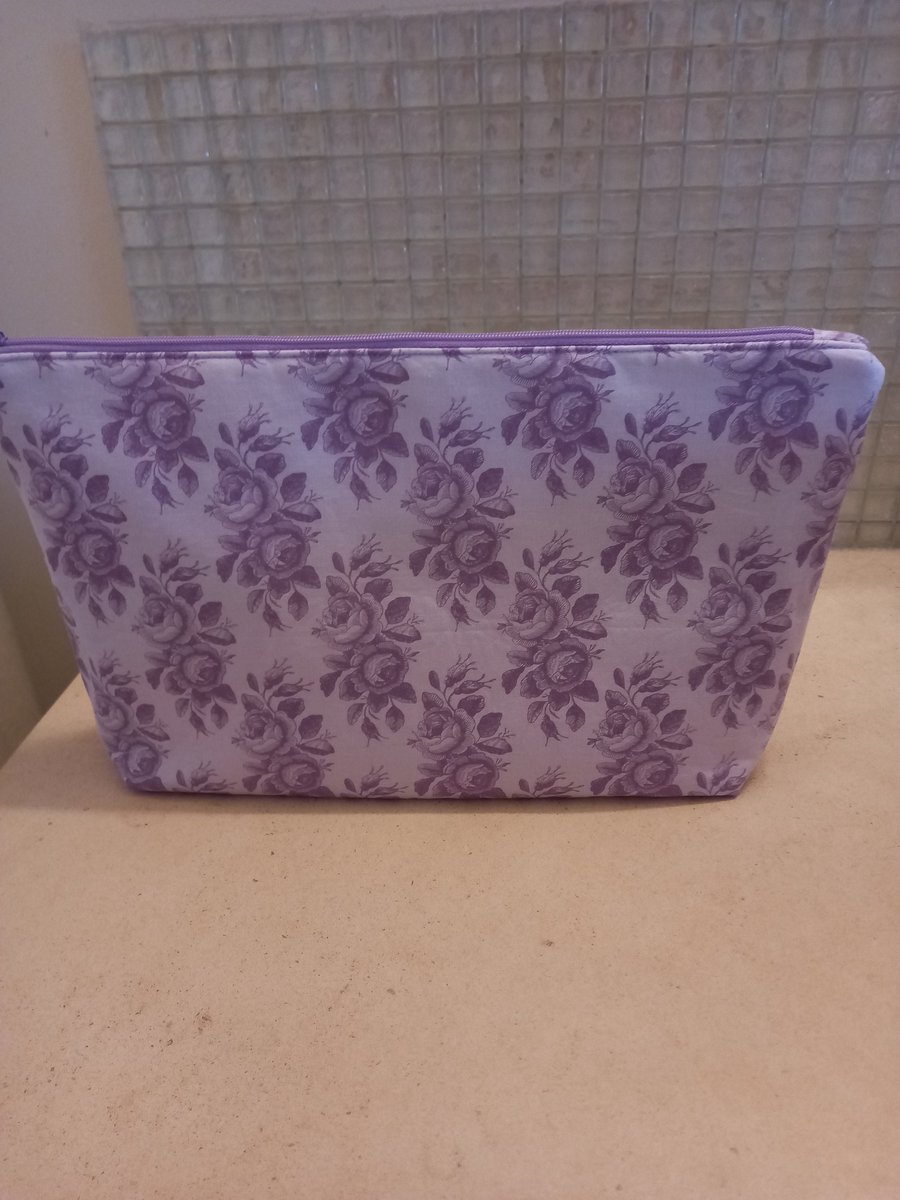 Purple Zipped cosmetic bag, makeup toiletries bag
