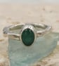 Hand Forged Sterling Silver Emerald Ring – Molten Texture - Image 6