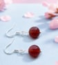 Faceted Orange Agate Coin & Sterling Silver Drop Earrings – Handmade - Image 3