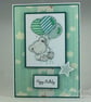Handmade birthday card - teddy with balloons - Image 1