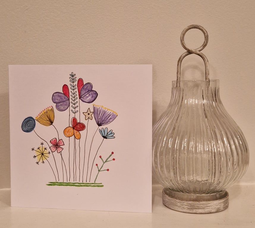 Flower floral card blank for any occasion colourful watercolour 