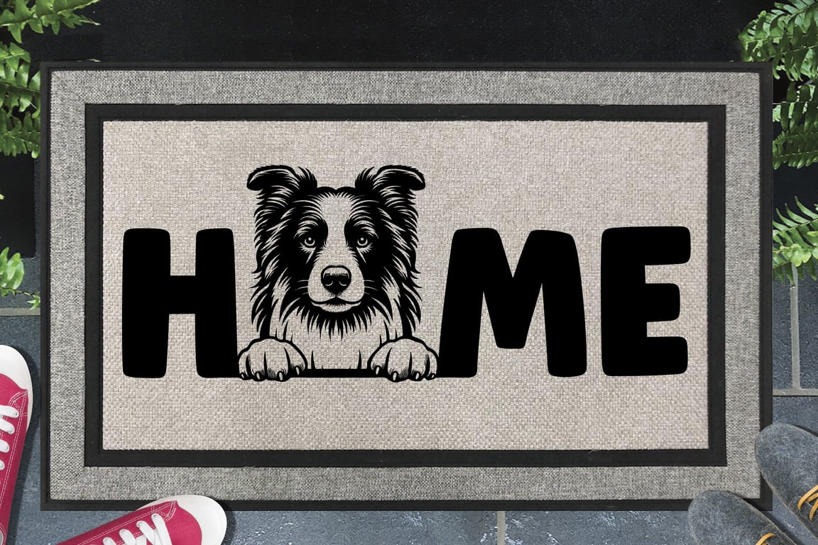Border Collie Home Door Mat No.2 - All Weather Doormat - 45x70cm 