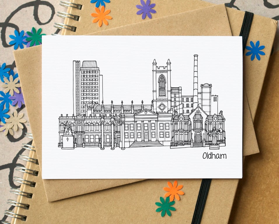 Oldham Skyline Greetings Card