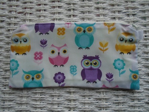 Owl Pencil Case or Small Make Up Bag.