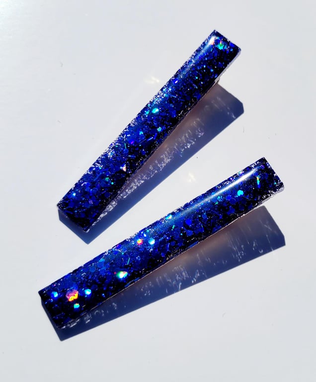 Navy Blue Sparkle Glitter Hair Clips