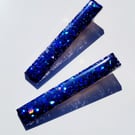 Navy Blue Sparkle Glitter Hair Clips