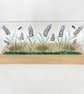Lavender & Bees - Fused Glass Panel set in a piece Hand Crafted Wood