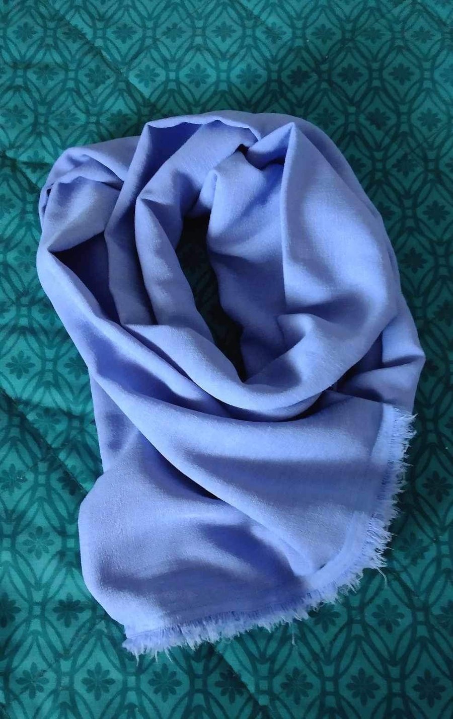 Blue Textured Crepe Infinity Scarf