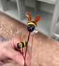 Handmade Ceramic Bumble Bee Plant Stake: Garden Decor, plant pot stick