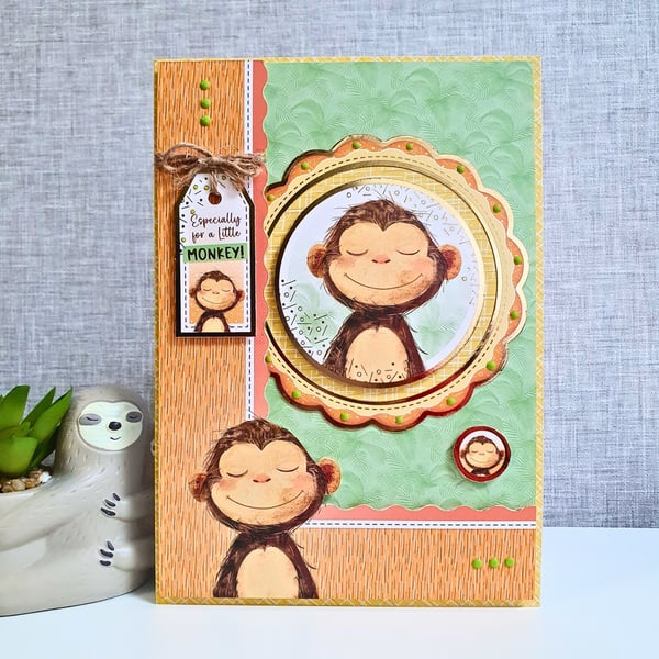 Monkey Children's Birthday Card For Girls & Boys, Monkey Kid's Birthday Card