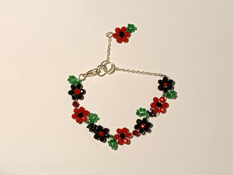 Black & Red Rose Bracelet 